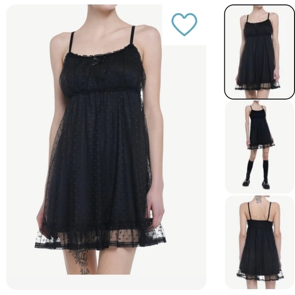 Thorn & Fable Hot Topic Women Black Empire Waist Slip Strappy Dress Size Small - Picture 3 of 10